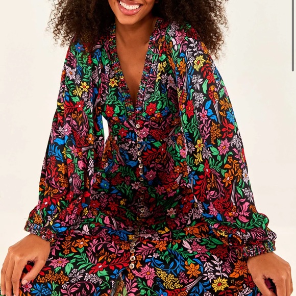 Farm Rio Tropical Garden Lenzing Ecovero Viscose Midi Dress Small like new - Picture 3 of 12